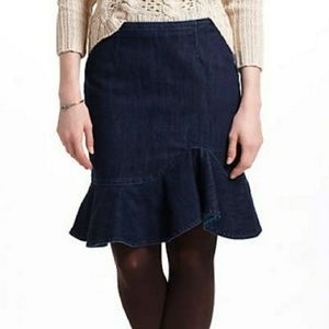 Anthropologie Leifsdottir Lana Denim Ruffle Skirt